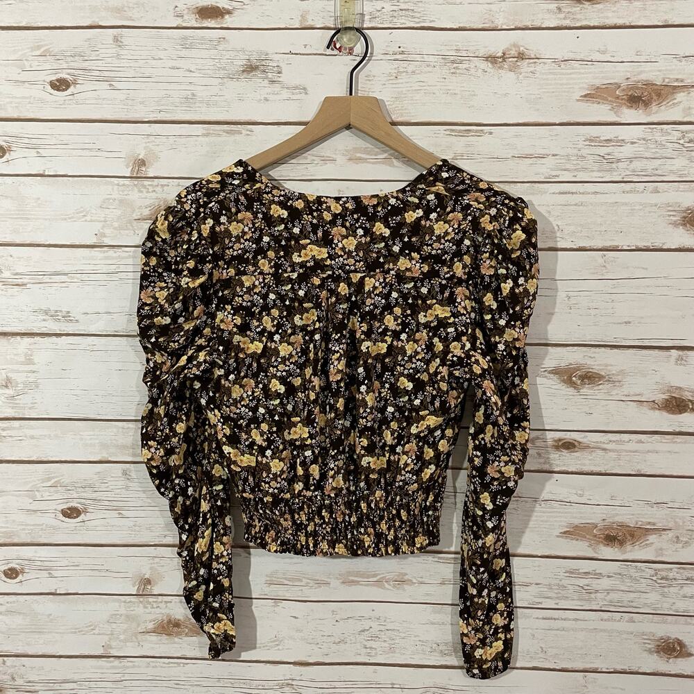 AFRM Floral Wrap Front Long Puff Sleeve Top - Fall Bouquet - Medium - Picture 12 of 12